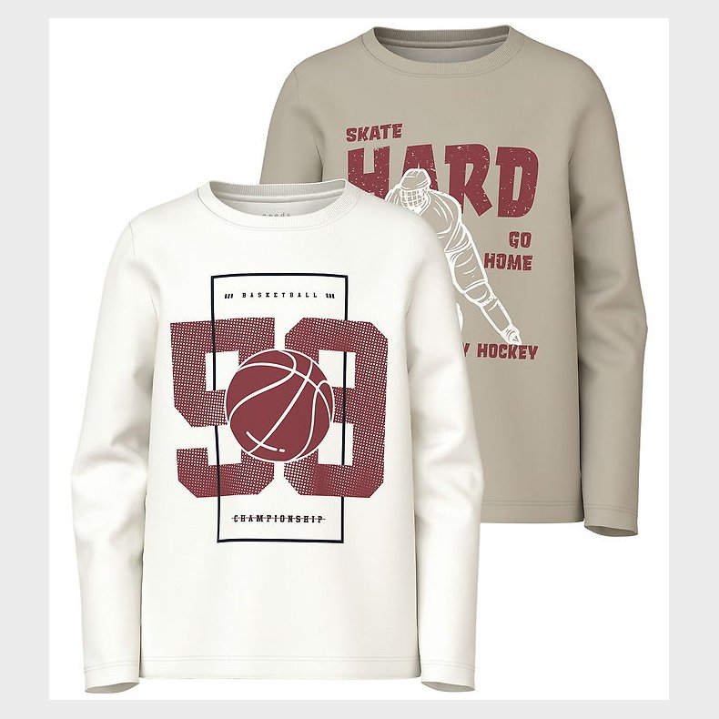 Name It Bluser - 2-pak - NkmVux - Island Fossil/Cloud Dancer 98