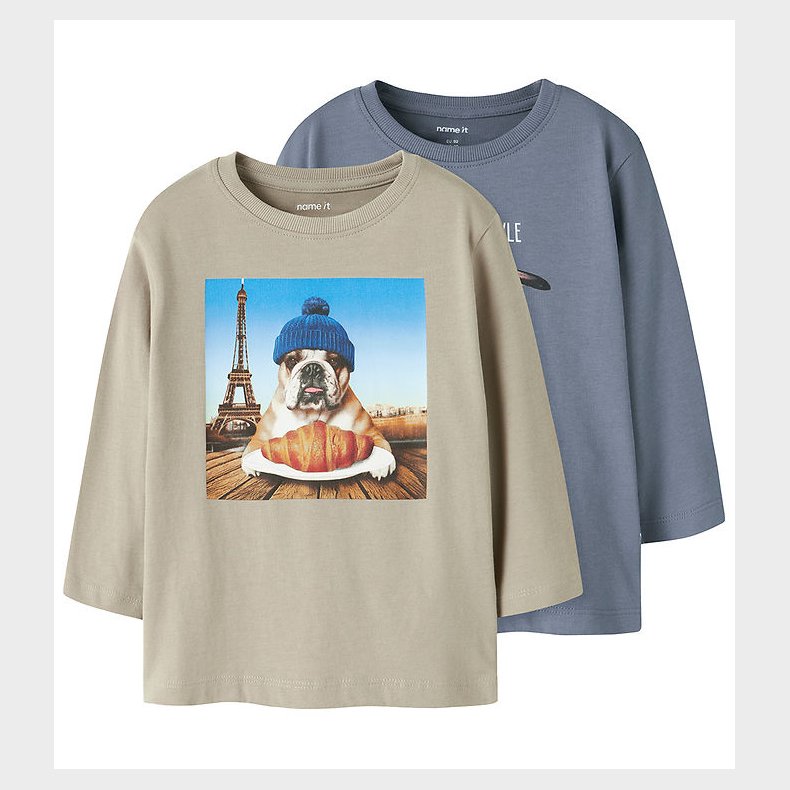 Name It Bluse - 2-pak - NmmVoto - Island Fossil/Flint Stone Peng