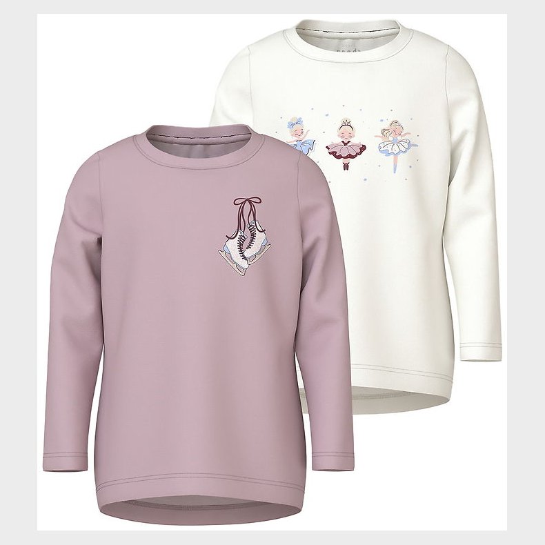 Name It Bluse - 2-pak - NmfVix - Cloud Dancer/Keepsake Lilac Par