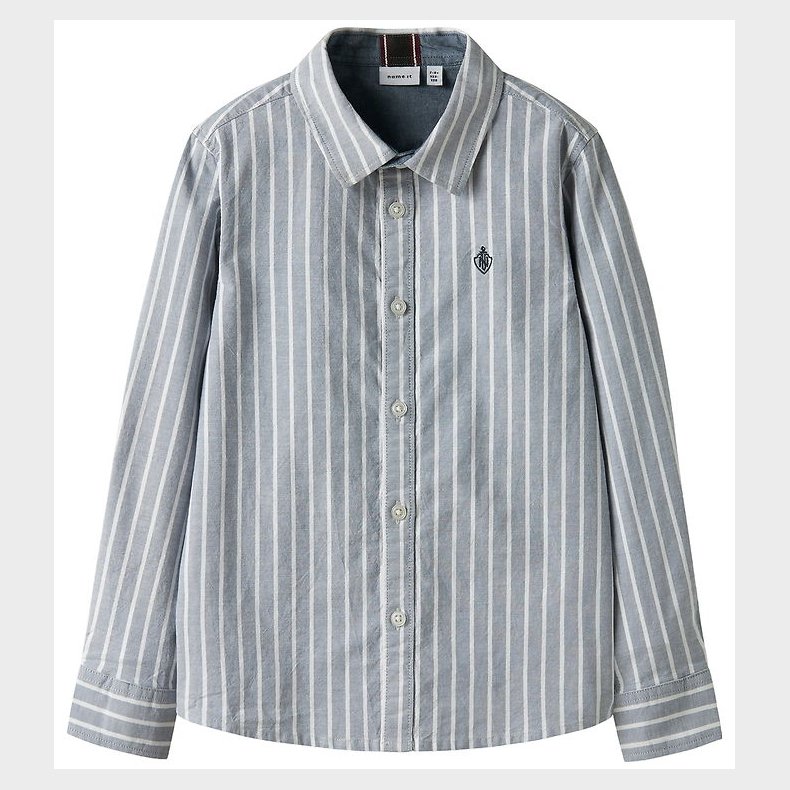 Name It Skjorte - NmmRekid - Flint Stone/Thin Stripe - Bright Wh