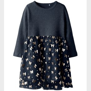 Name It Kjole - Rib/Tyl - NmfRosally - Navy Blazer m. Print