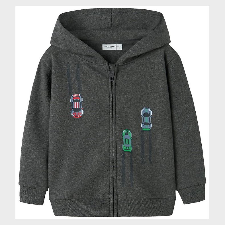 Name It Cardigan m. Htte - NmmVoltinus - Dark Grey Melange/Cars