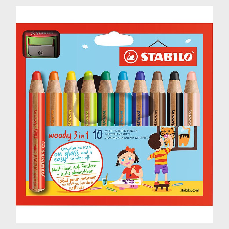 Stabilo Farveblyanter - Woody - 880/10-2 - Multifarvet