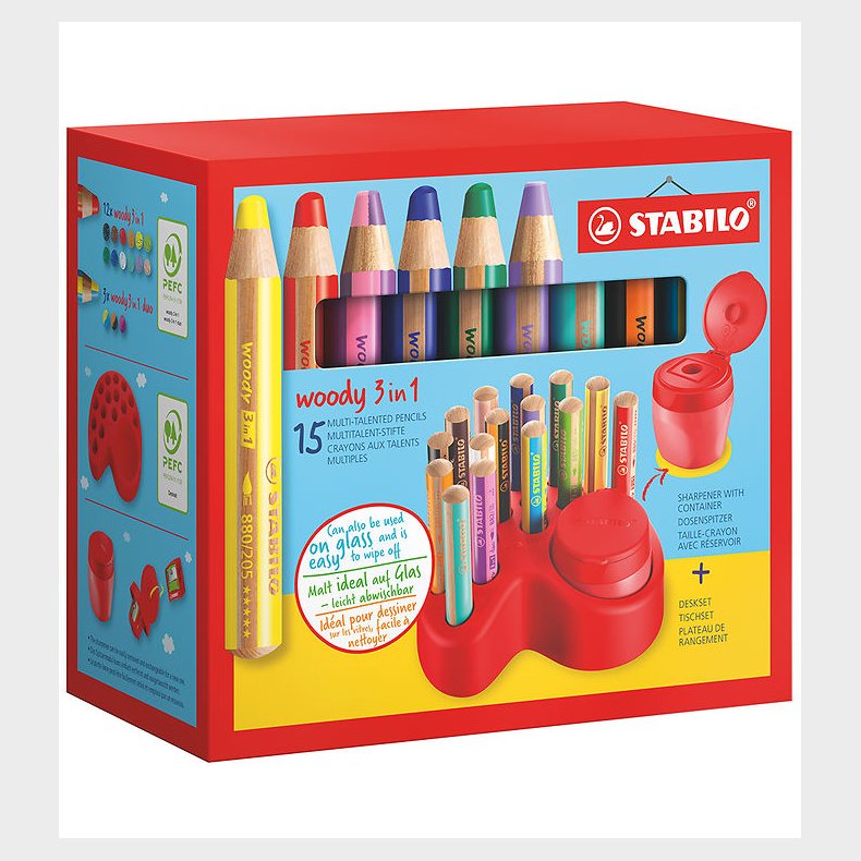 Stabilo Farveblyanter - Woody - 3-i-1 - Deskset - Multifarvet