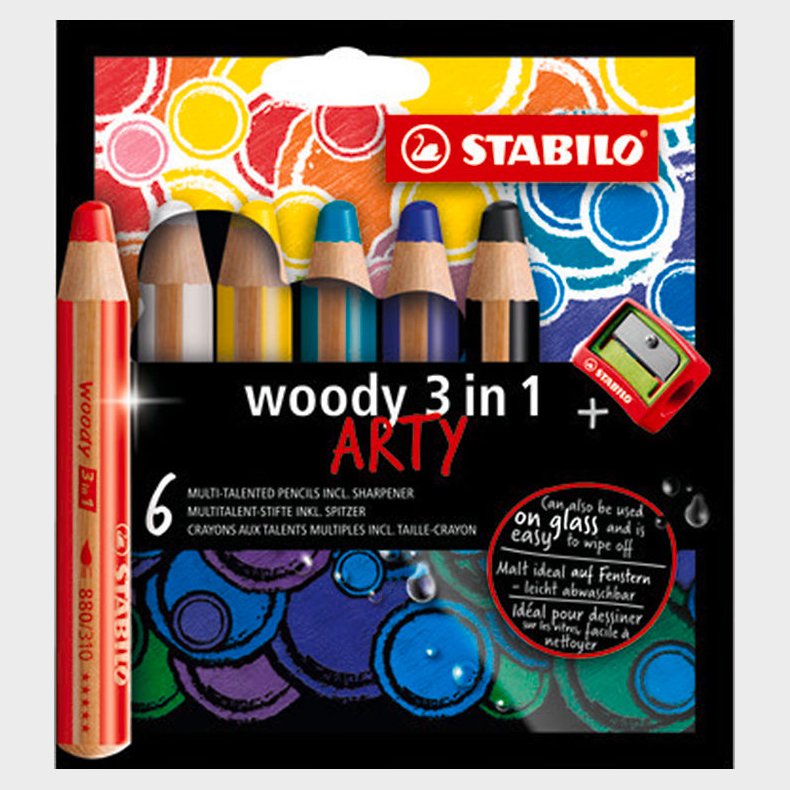 Stabilo Farveblyanter - Woody - 3-i-1 - Arty - 6 stk. - Multifar