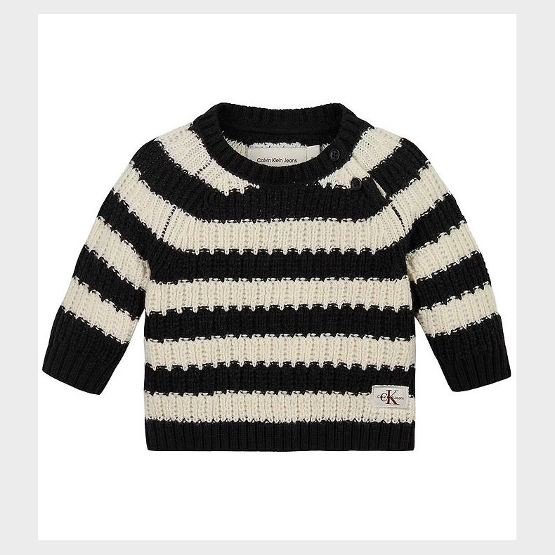 Calvin Klein Bluse - Strik - Stripe - Black/Whitecap