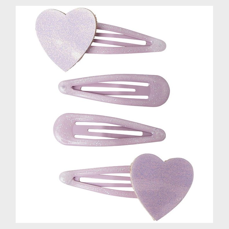 Name It Hrklemme - 4-pak - NmfRosa - Keepsake Lilac/HEARTS