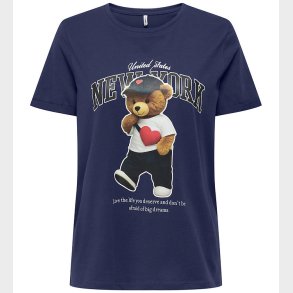 Kids Only T-shirt - KogLina - Bear O-Neck Top - Midnight Sail/Ne