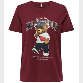 Kids Only T-shirt - KogLina - Bear O-Neck Top - Cabernet/New Yor