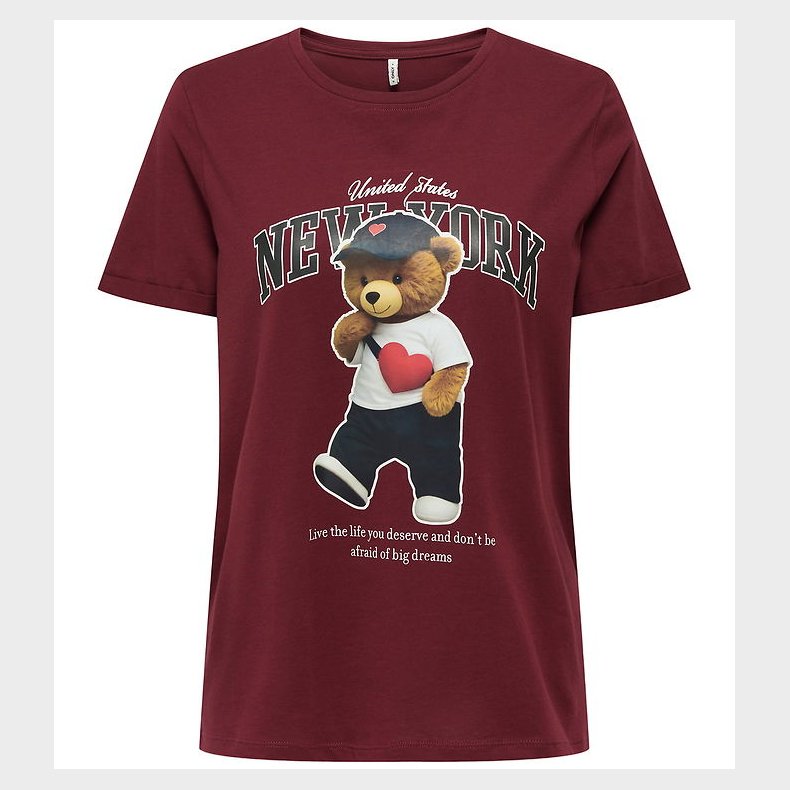 Kids Only T-shirt - KogLina - Bear O-Neck Top - Cabernet/New Yor