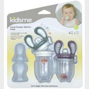 KidsMe Food Feedere - 2-pak - Starterpakke - M/L - Grey/Plum