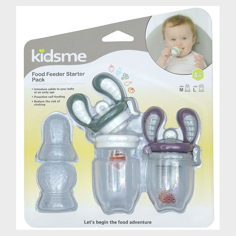 KidsMe Food Feedere - 2-pak - Starterpakke - M/L - Grey/Plum