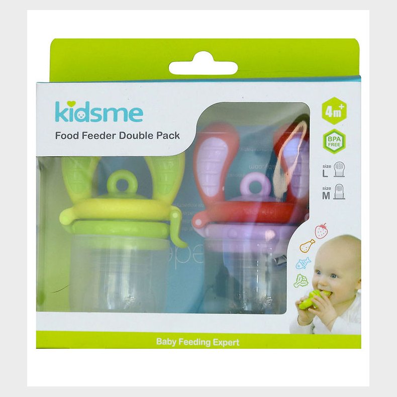 KidsMe Food Feedere - 2-pak - M/L - Laveder/Lime