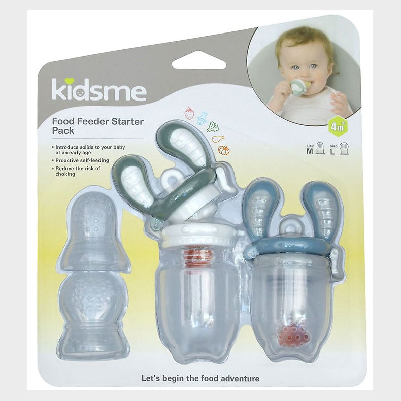 KidsMe Food Feedere - 2-pak - M/L - Grey/Azure