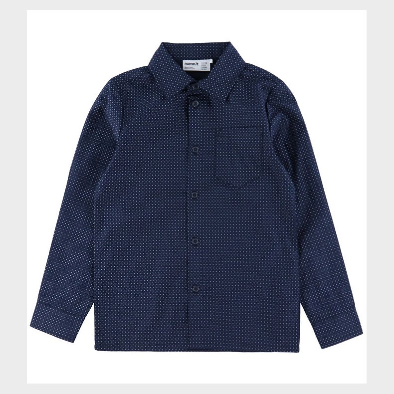 Name It Skjorte - NkmVilfred - Navy Blazer/Dot Kentucky Blue