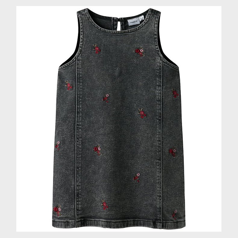Name It Denimkjole - NmfBrynn - Medium Grey Denim/Flower