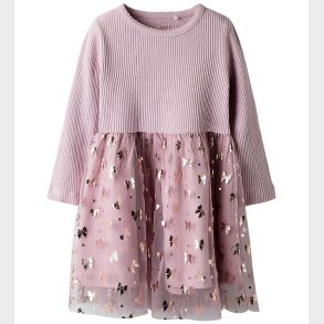 Name It Kjole - Rib/Tyl - NmfRosally - Keepsake Lilac m. Print