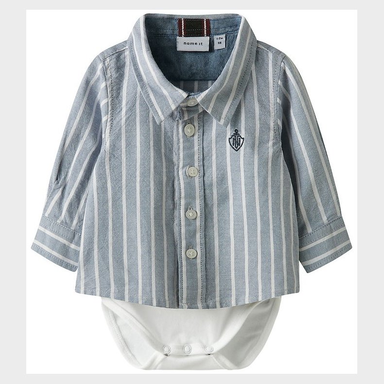 Name It Skjortebody l/ - NbmRekid - Flint Stone/Thin Stripe - B