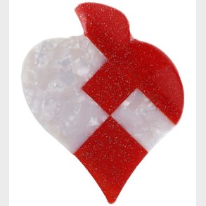 By Str Hrklemme - Julehjerte - Hvid/Rd