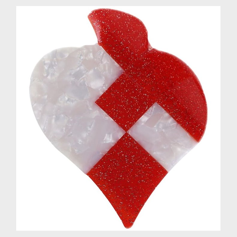 By Str Hrklemme - Julehjerte - Hvid/Rd