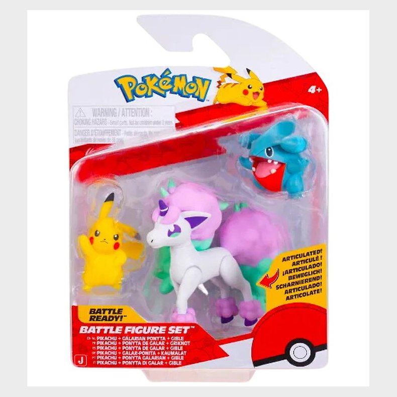 Pokmon Figur - Battle Figure - 3-pak - Pikachu/Gible/Ponyta