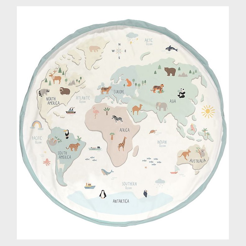Play&Go Legetjstppe - 140 cm - Worldmap