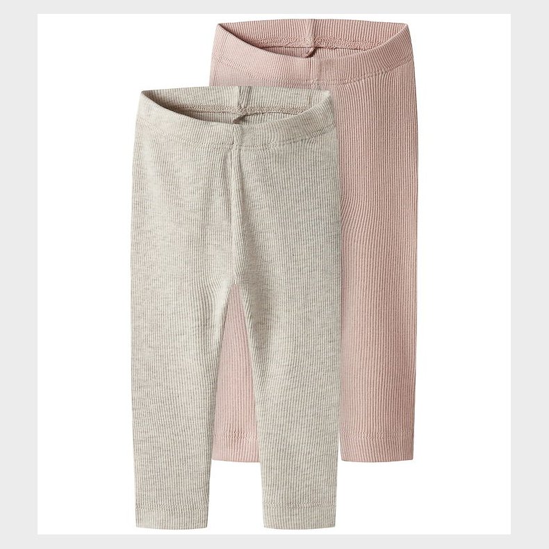 Name It Leggings - Noos - Rib - 2-pak - NbnKab - Peyote Melange/