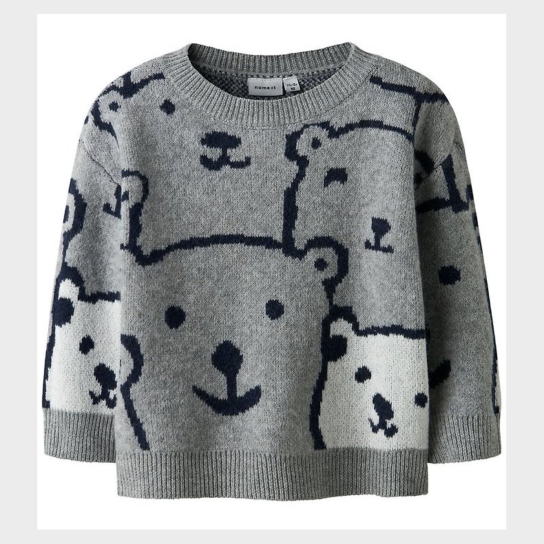 Name It Sweatshirt - Strik - NmmSauel - Grey Melange