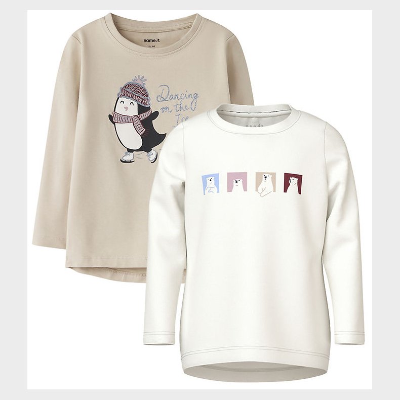 Name It Bluse - 2-Pak - NmfVix - Cloud Dancer/Cement Penguin