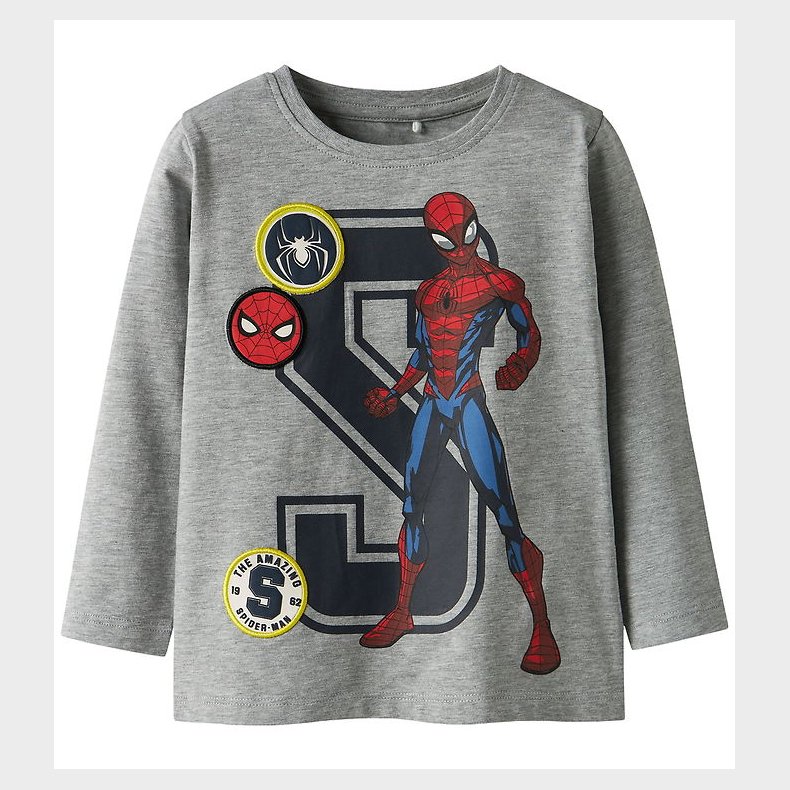 Name It Bluse - Noos - NmmDeep - Spiderman - Grey Melange