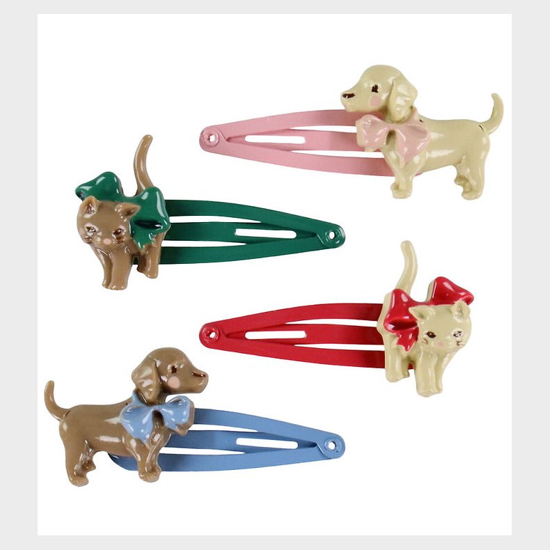 Konges Sljd Hrspnder - 4-pak - Cats & Dogs - Multi