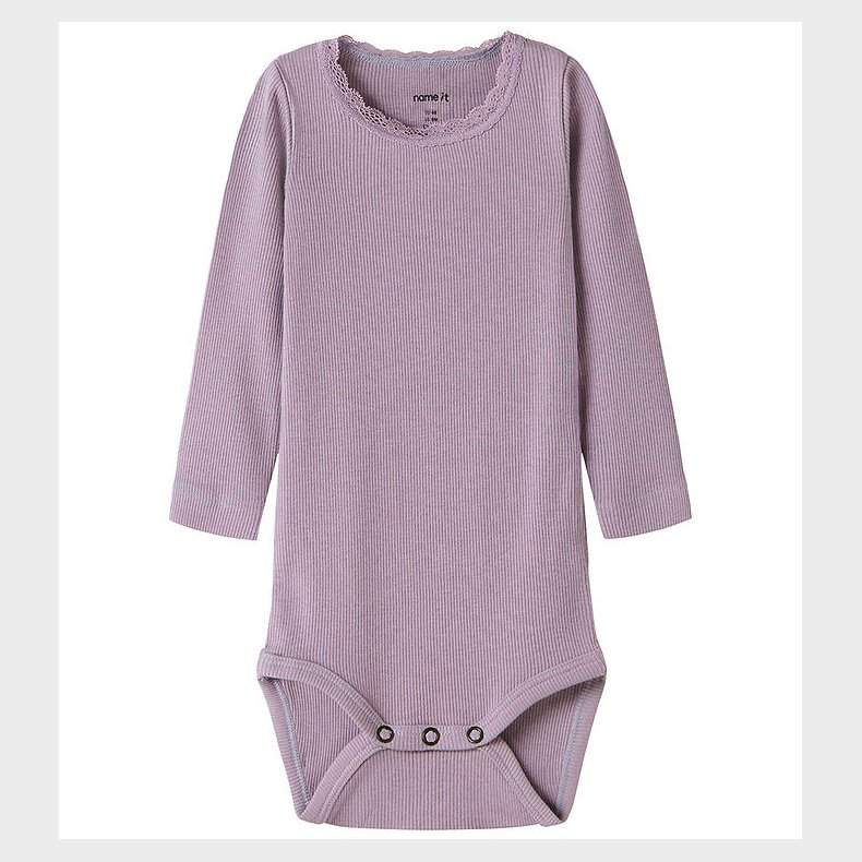 Name It Body l/ - Noos - Rib - NbfKab - Lavender Gray