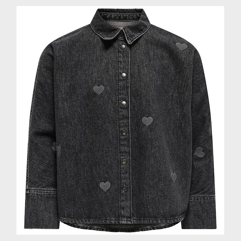 Kids Only Kjole - KogGrace - Washed Black/ Heart Embroide