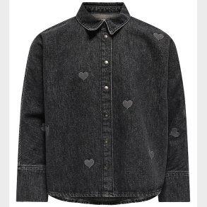Kids Only Kjole - KogGrace - Washed Black/ Heart Embroide