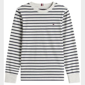 Tommy Hilfiger Bluse - Stripe - Light Grey Heather Stripe Grey