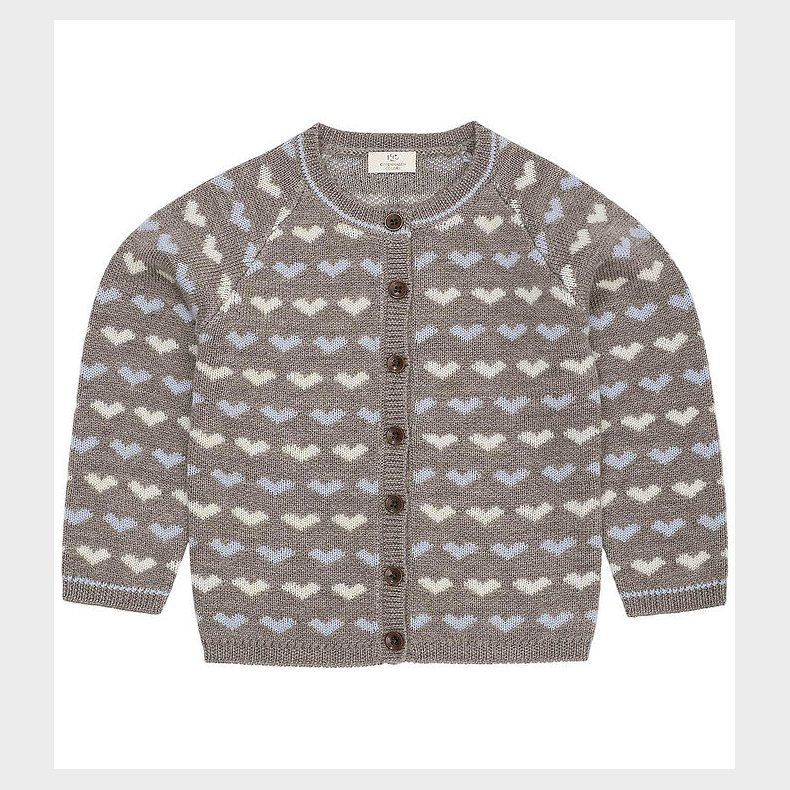 Copenhagen Colors Cardigan - Strik - Naturalmel/Dusty Blue Comb