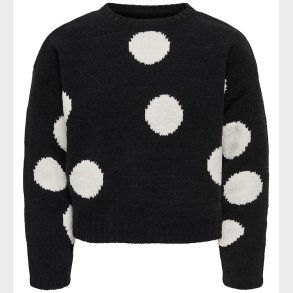 Kids Only Bluse - Strik - KogSus - Black/ Egret/ Polka Dot Assym