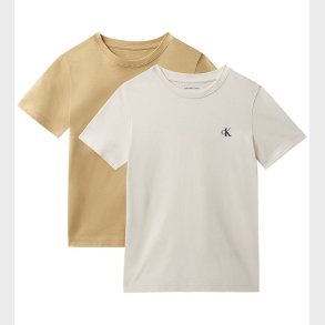 Calvin Klein T-shirt - 2-pak - Monogram - Sandy Beige/ Whitecap
