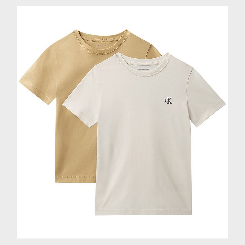 Calvin Klein T-shirts - 2-pak - Monogram - Sandy Beige/Whitecap