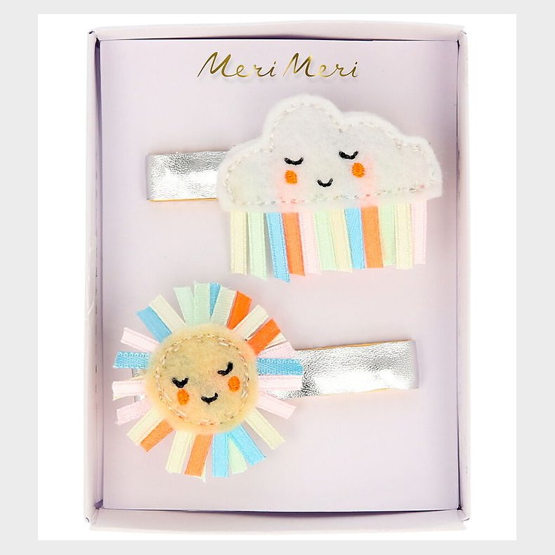 Meri Meri H�rclips - 2-pak - Rainbow Sun/Cloud