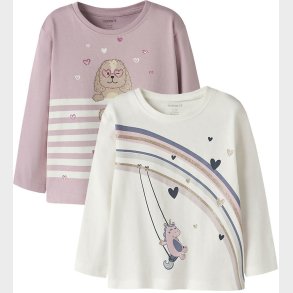 Name It Bluser - 2-pak - NmfValiane - Cloud Dancer/Dawn Pink