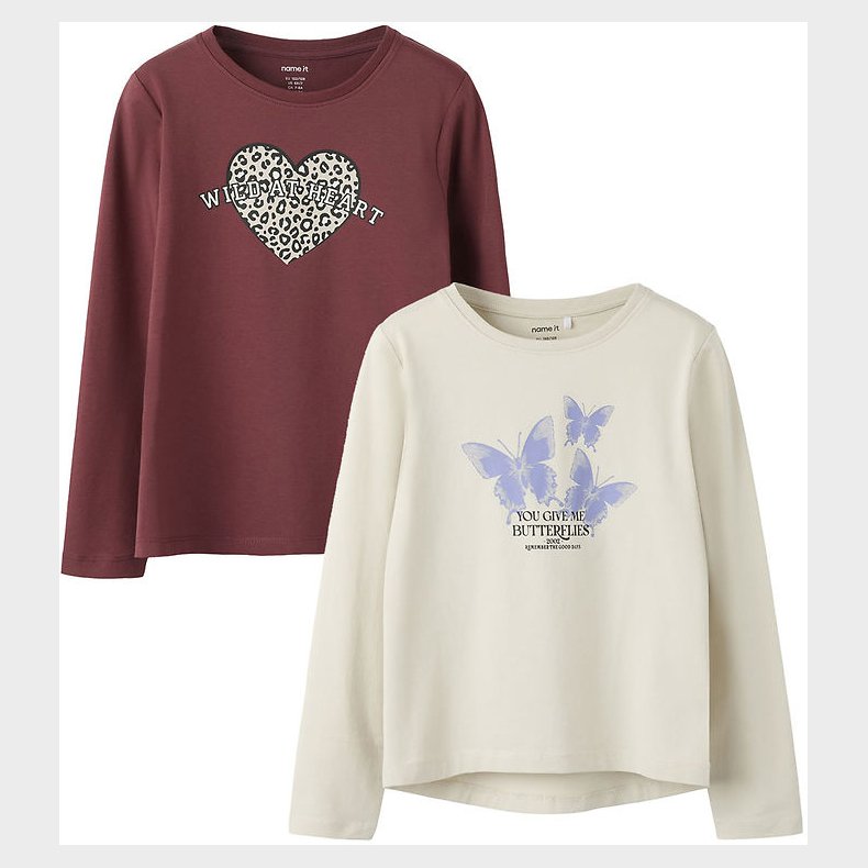 Name It Bluser - 2-pak - NkfVix - Oxblood Red/Pumice Stone