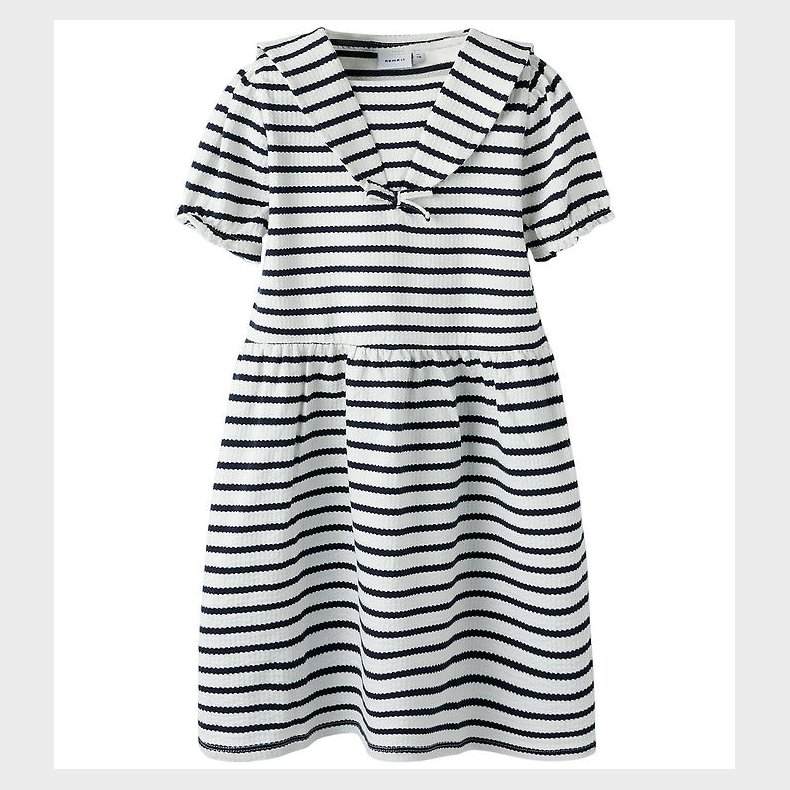 Name It Kjole - Rib - NmfKattie - Cloud Dancer/Sky Caprain