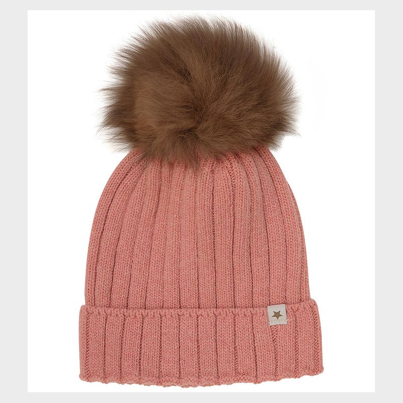 Huttelihut Hue - Uld - Strik - Burlwood m. Kvast