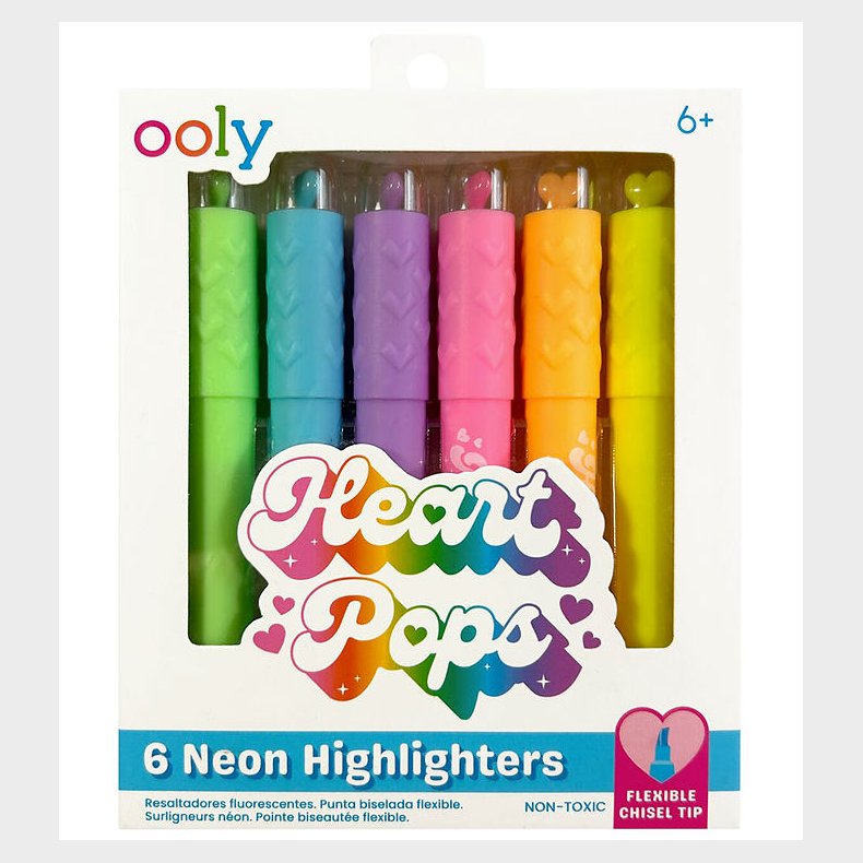 Ooly Overstregningstuscher - 6 stk - Heart Pops Neon