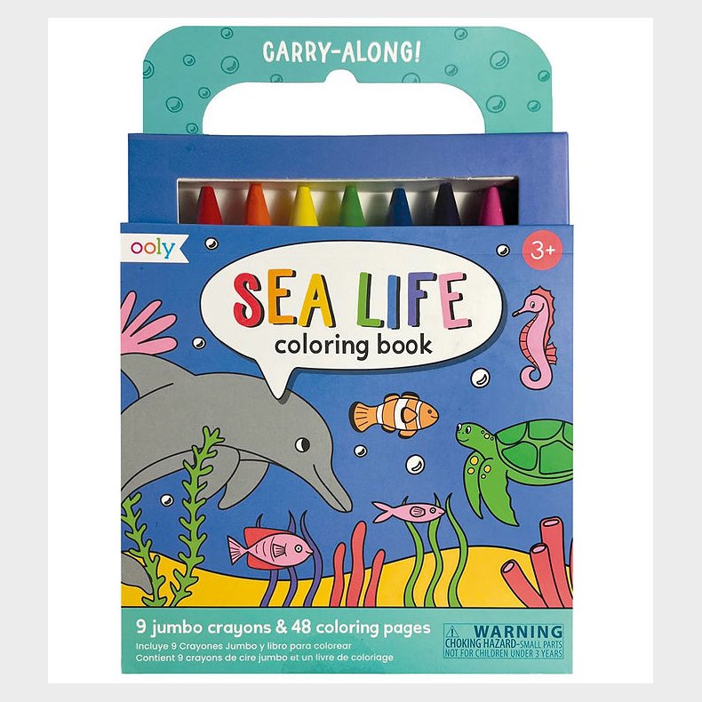 Ooly Farvekridt og malebog - Sea Life - Carry Along