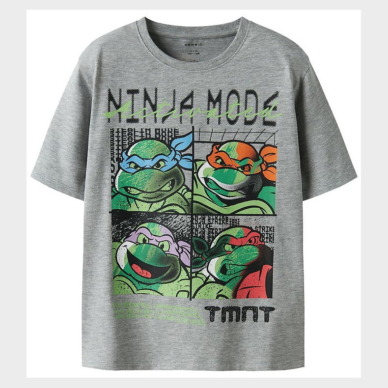 Name It T-shirt - NkmDon - Turtles - Grey Melange