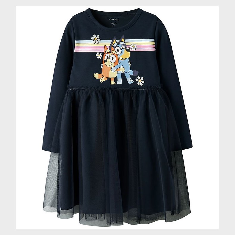 Name It Kjole - Sweat/Tyl - NmfJean - Bluey - Navy Blazer