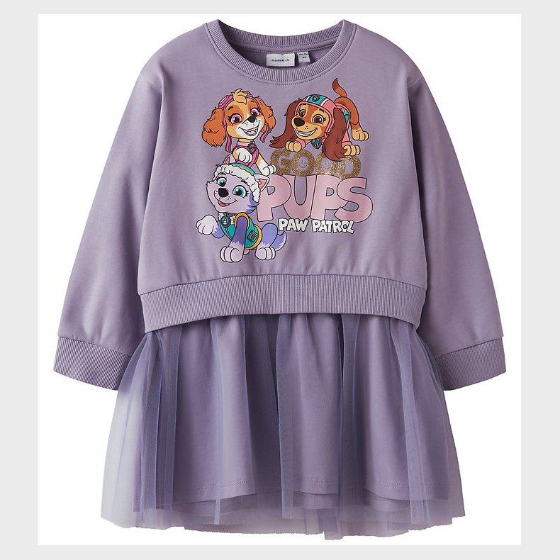 Name It Kjole - Sweat/Tyl - NmfJara - Paw Patrol - Lavender Gray