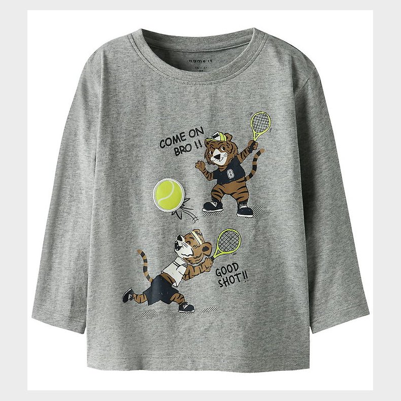 Name It Bluse - NmmTamir - Grey Melange m. Print